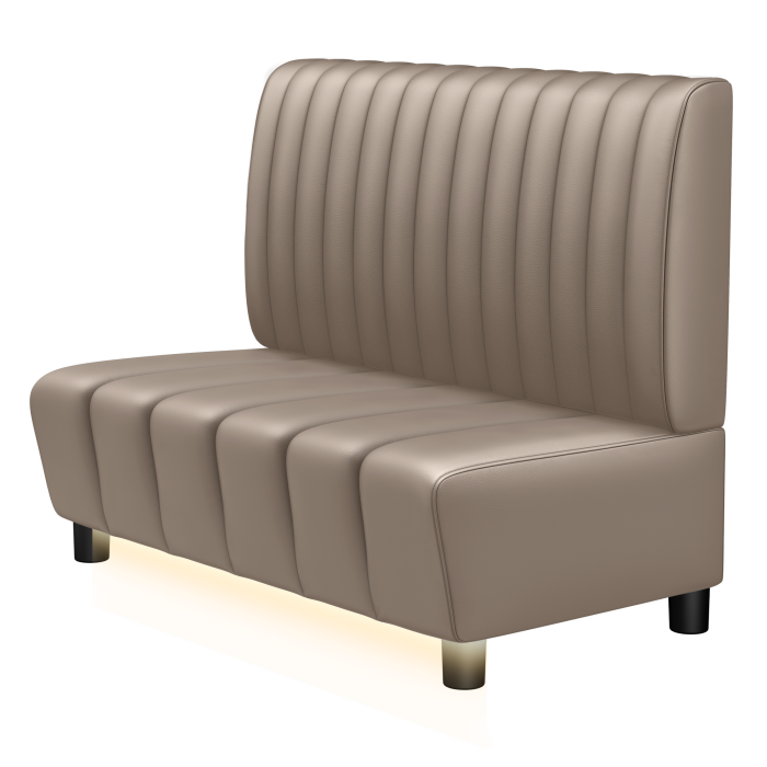 TANJA | Gastrobank | B:H 100 x 103 cm | Taupe | Gestreift | Leder | LED