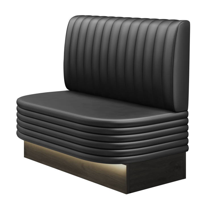MATTHIAS | Gastrobank | B:H 100 x 103 cm | Schwarz | Gestreift | Leder | LED