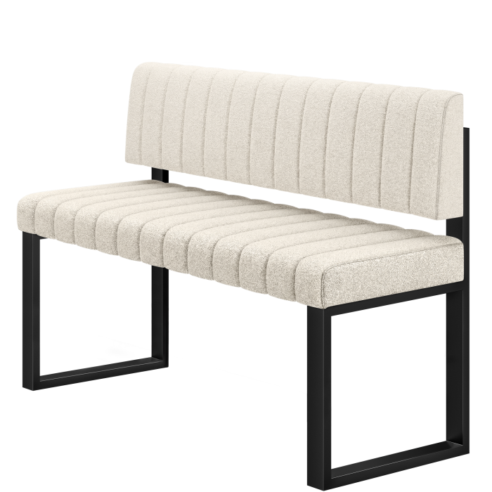 Allen | Hochbank | B:H 140 x 102 cm | Creme | Gestreift | Teddystoff