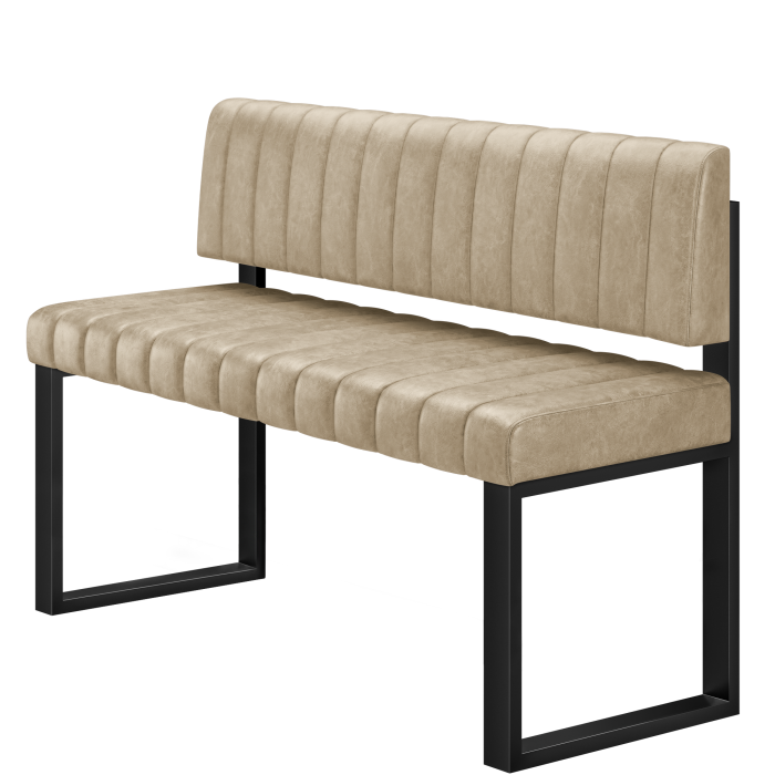 Allen | Hochbank | B:H 160 x 102 cm | Beige | Gestreift | Leder
