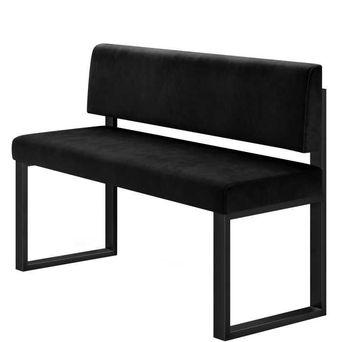 Areo | Hochbank | B:H 200 x 92 cm | Schwarz | Glatt | Samt