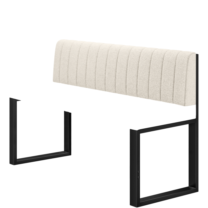 Areo | Hochbank | B:H 200 x 92 cm | Creme | Gestreift | Teddystoff