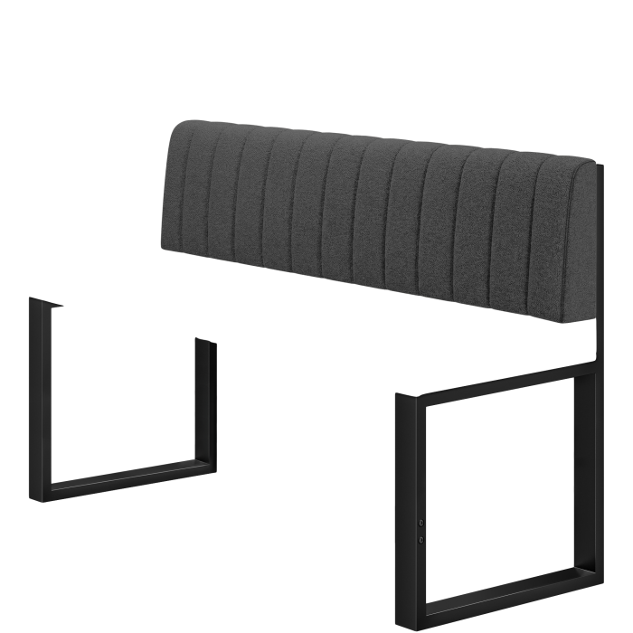 Areo | Hochbank | B:H 200 x 92 cm | Dunkel Grau | Gestreift | Teddystoff