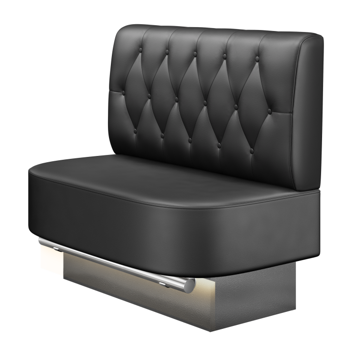 THOMAS | Gastro Hochbank | B:H 100 x 136 cm | Schwarz | Chesterfield Raute | Leder | LED