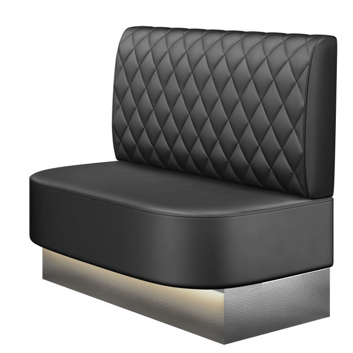 THOMAS | Gastrobank | B:H 100 x 103 cm | Schwarz | Raute | Leder | LED