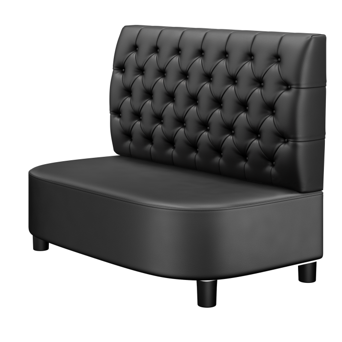 THOMAS | Gastro Lounge Bank | B:H 100 x 94 cm | Schwarz | Chesterfield | Leder