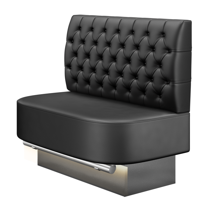THOMAS | Gastro Hochbank | B:H 100 x 136 cm | Schwarz | Chesterfield | Leder | LED