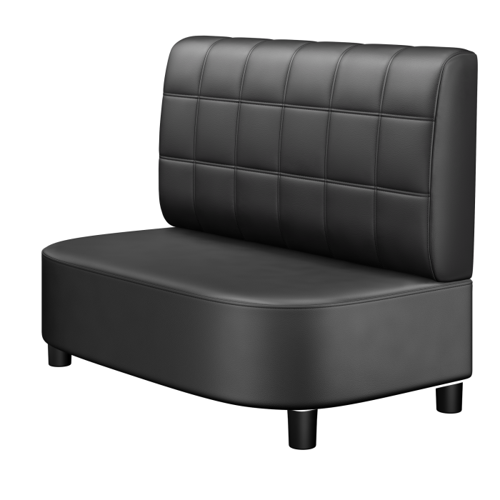 THOMAS | Gastro Lounge Bank | B:H 100 x 94 cm | Schwarz | Blocks | Leder