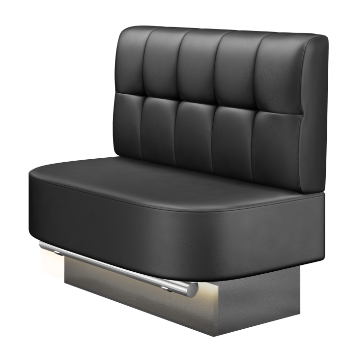THOMAS | Gastro Hochbank | B:H 100 x 126 cm | Schwarz | Button | Leder | LED