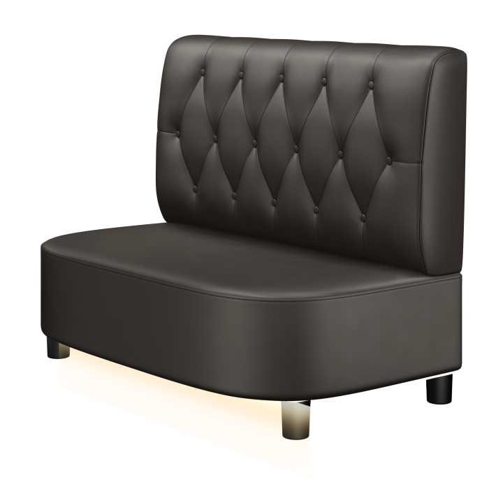 THOMAS | Gastro Lounge Bank | B:H 100 x 94 cm | Braun | Chesterfield Raute | Leder | LED