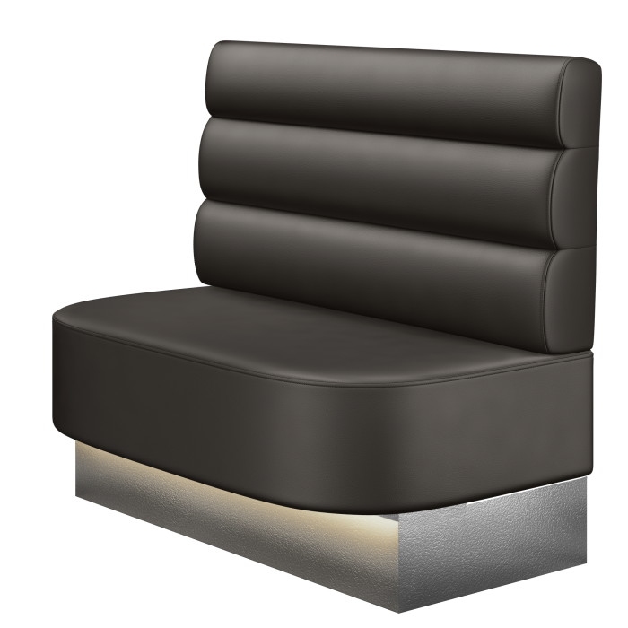 THOMAS | Gastrobank | B:H 100 x 103 cm | Braun | Horizontal Gestreift Rund | Leder | LED