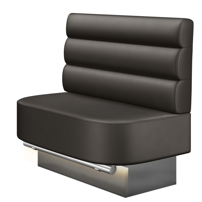 THOMAS | Gastro Hochbank | B:H 100 x 136 cm | Braun | Horizontal Gestreift Rund | Leder | LED