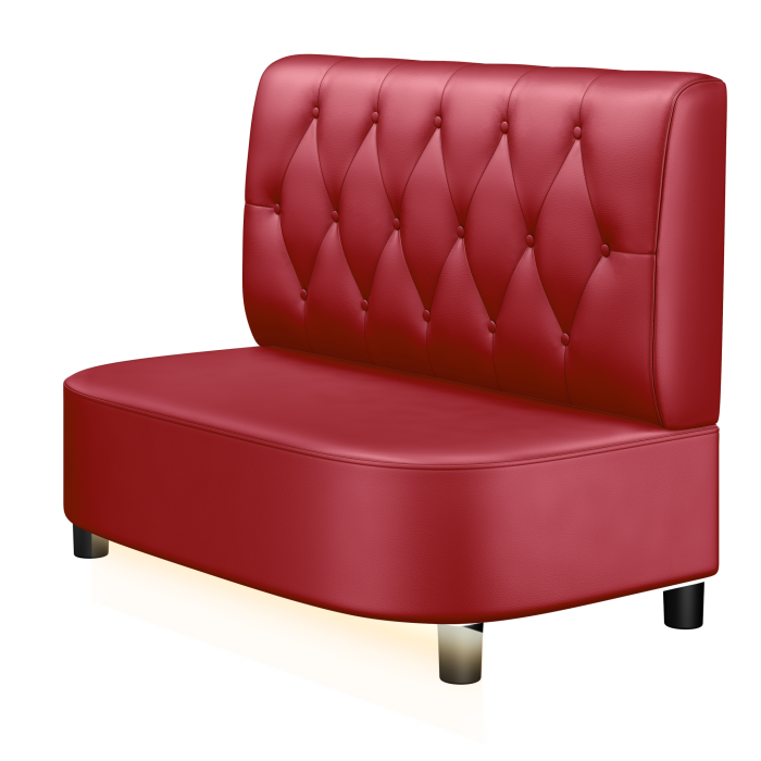 THOMAS | Gastro Lounge Bank | B:H 100 x 94 cm | Rot | Chesterfield Raute | Leder | LED