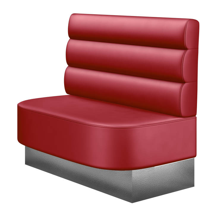 THOMAS | Gastrobank | B:H 100 x 103 cm | Rot | Horizontal Gestreift Rund | Leder