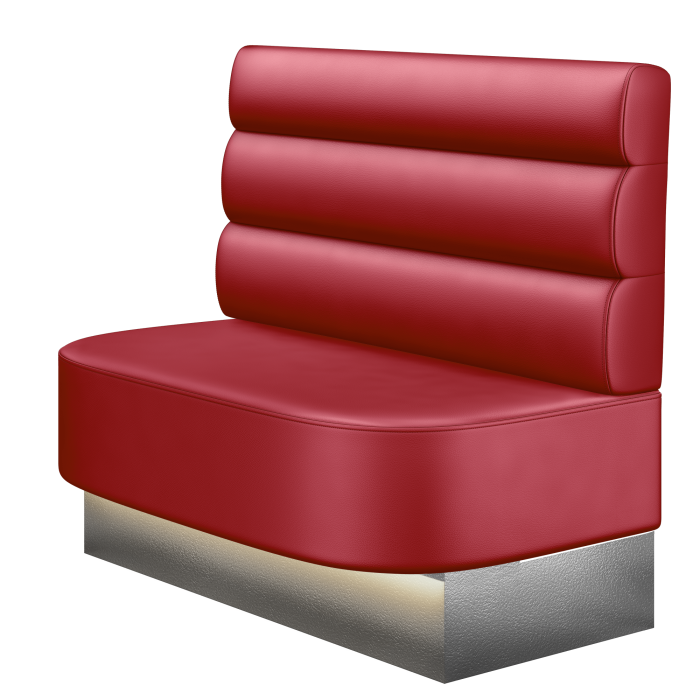 THOMAS | Gastrobank | B:H 100 x 103 cm | Rot | Horizontal Gestreift Rund | Leder | LED