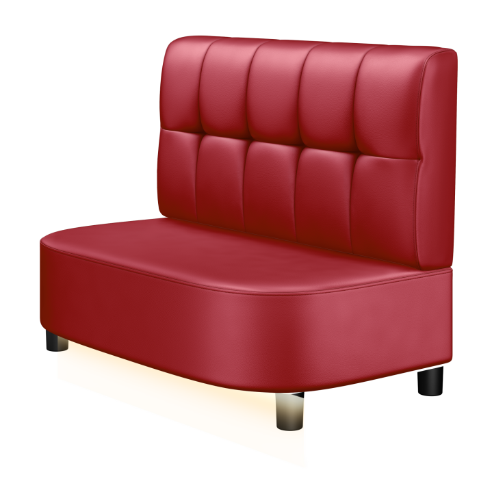 THOMAS | Gastro Lounge Bank | B:H 100 x 94 cm | Rot | Button | Leder | LED