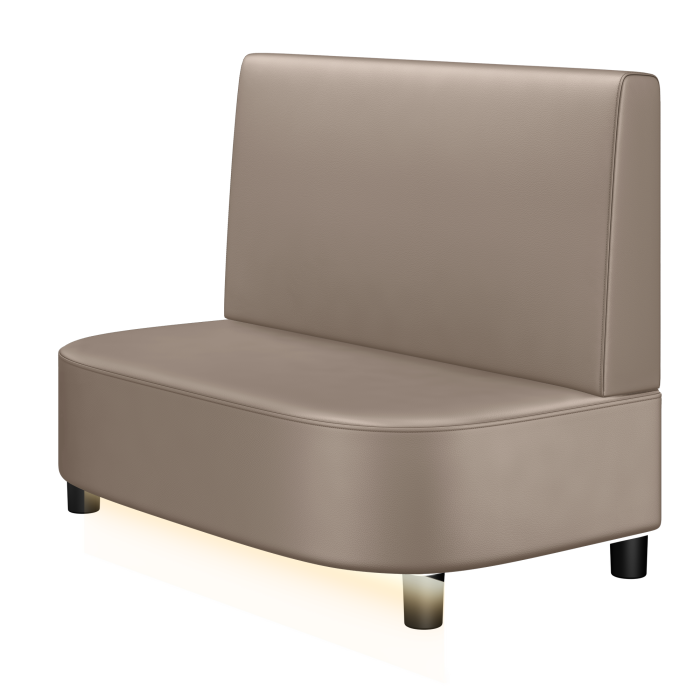 THOMAS | Gastro Lounge Bank | B:H 100 x 94 cm | Taupe | Glatt | Leder | LED
