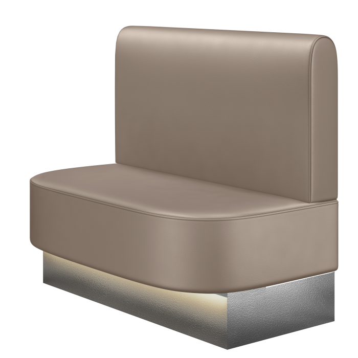 THOMAS | Gastrobank | B:H 100 x 103 cm | Taupe | Glatt/ Rund | Leder | LED