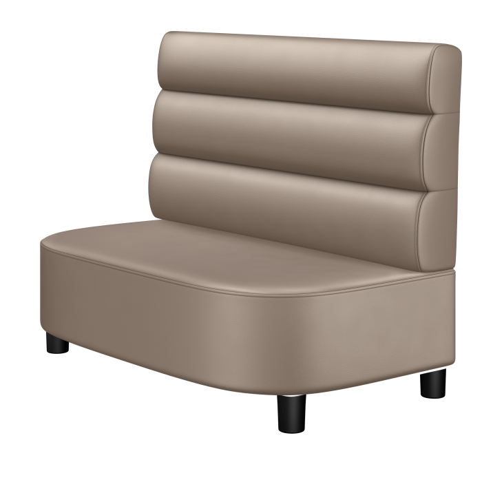 THOMAS | Gastro Lounge Bank | B:H 100 x 94 cm | Taupe | Horizontal Gestreift Rund | Leder