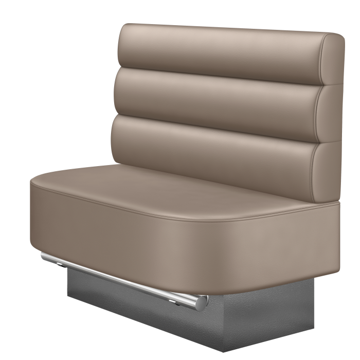 THOMAS | Gastro Hochbank | B:H 100 x 126 cm | Taupe | Horizontal Gestreift Rund | Leder