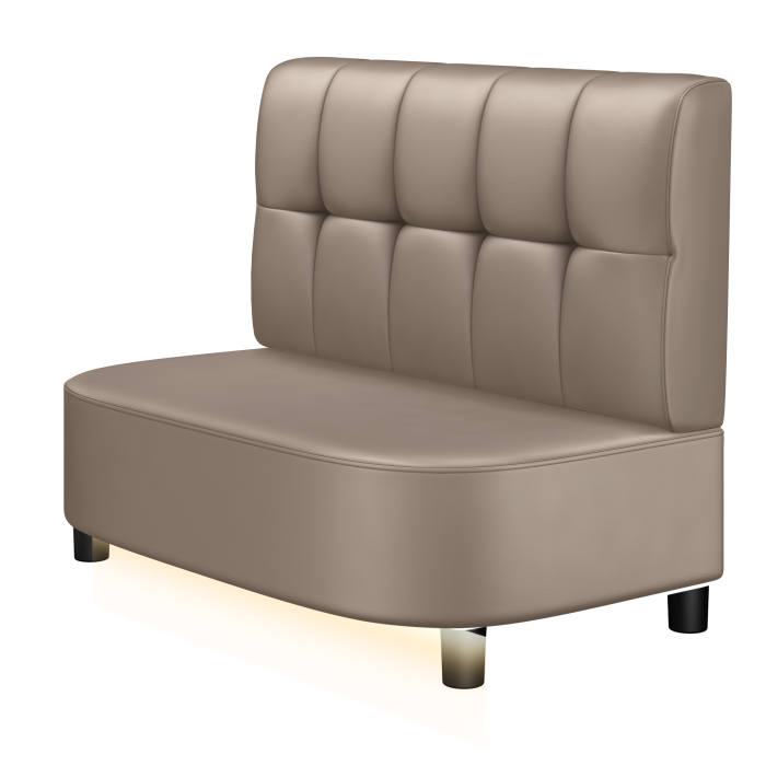 THOMAS | Gastro Lounge Bank | B:H 100 x 94 cm | Taupe | Button | Leder | LED
