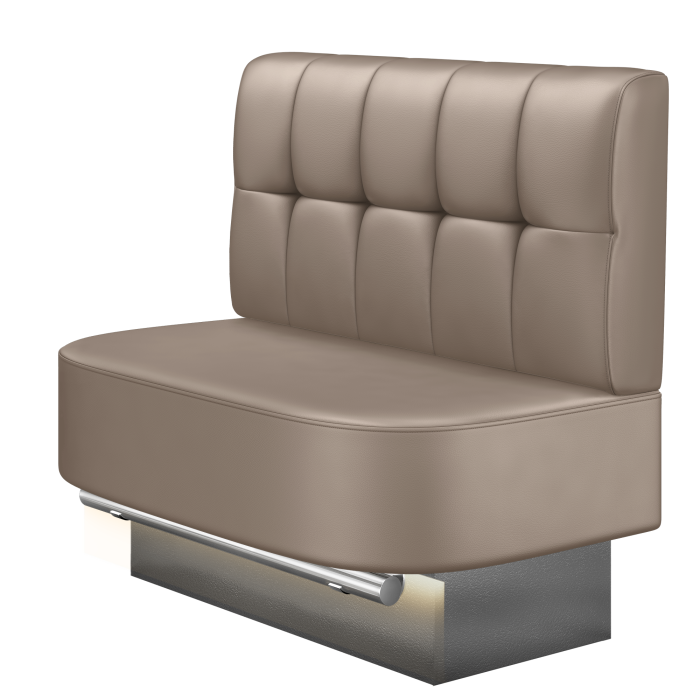 THOMAS | Gastro Hochbank | B:H 100 x 126 cm | Taupe | Button | Leder | LED