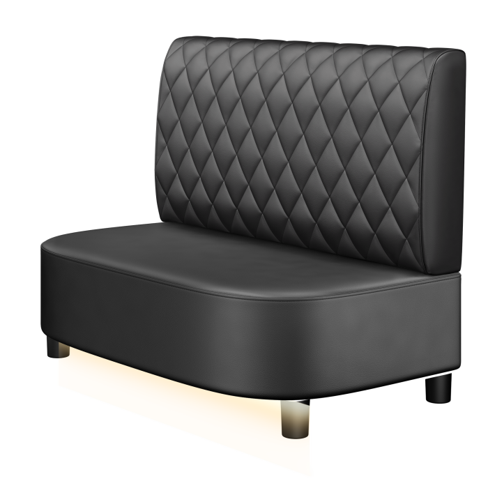 THOMAS | Gastrobank | B:H 100 x 103 cm | Schwarz | Raute | Leder | LED
