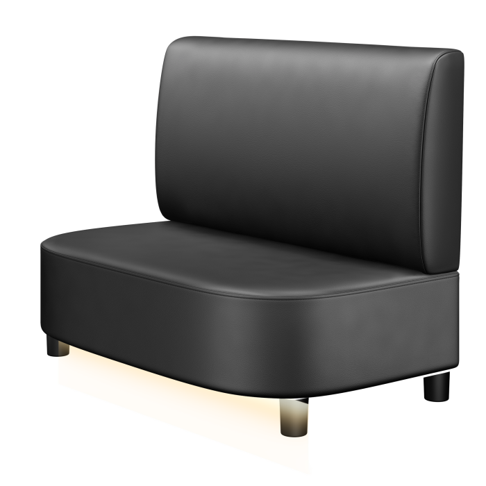 THOMAS | Gastro Lounge Bank | B:H 100 x 94 cm | Schwarz | Glatt | Leder | LED