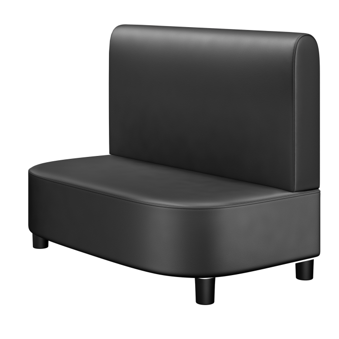 THOMAS | Gastrobank | B:H 100 x 103 cm | Schwarz | Glatt/ Rund | Leder