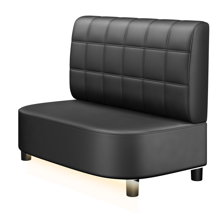 THOMAS | Gastrobank | B:H 100 x 103 cm | Schwarz | Blocks | Leder | LED