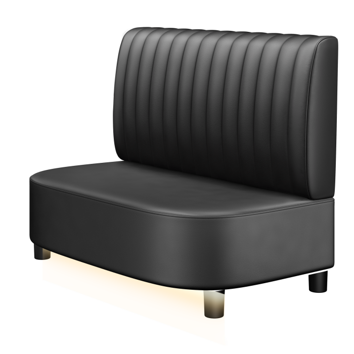 THOMAS | Gastro Lounge Bank | B:H 100 x 94 cm | Schwarz | Gestreift | Leder | LED
