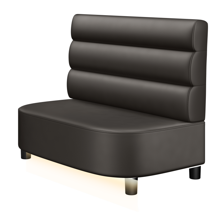 THOMAS | Gastrobank | B:H 100 x 103 cm | Braun | Horizontal Gestreift Rund | Leder | LED