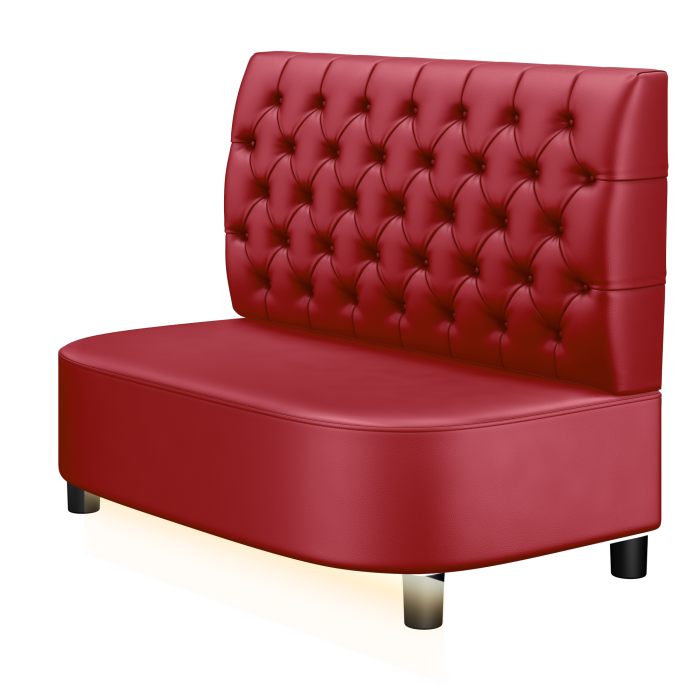 THOMAS | Gastrobank | B:H 100 x 103 cm | Rot | Chesterfield | Leder | LED