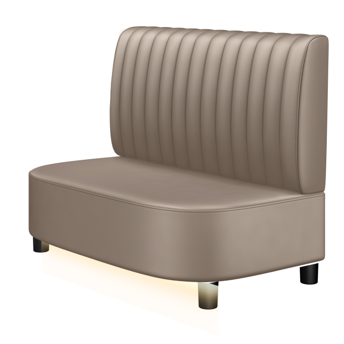 THOMAS | Gastro Lounge Bank | B:H 100 x 94 cm | Taupe | Gestreift | Leder | LED