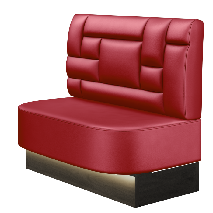 THOMAS | Gastrobank | B:H 100 x 103 cm | Rot | Tetris Design | Leder | LED