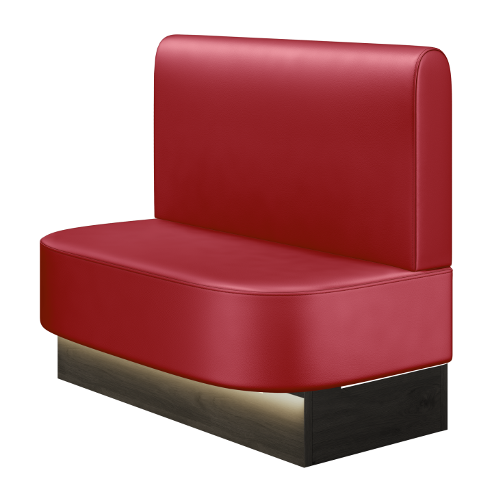 THOMAS | Gastrobank | B:H 100 x 103 cm | Rot | Glatt/ Rund | Leder | LED