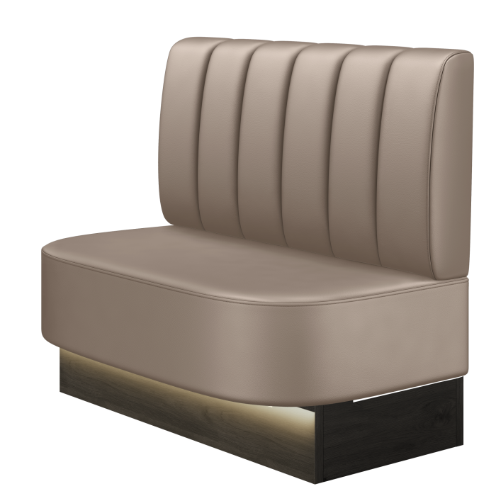 THOMAS | Gastrobank | B:H 100 x 103 cm | Taupe | Gestreift | Leder | LED