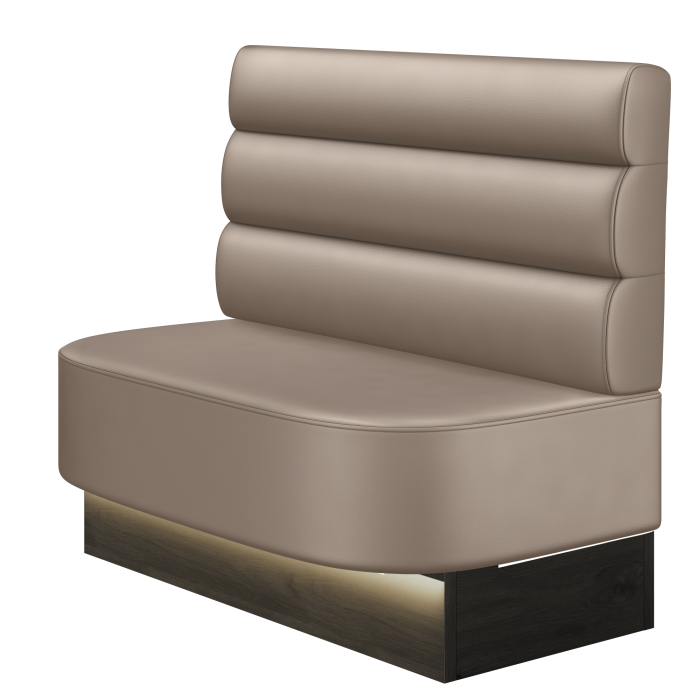 THOMAS | Gastrobank | B:H 100 x 103 cm | Taupe | Horizontal Gestreift Rund | Leder | LED