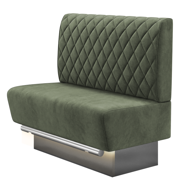 DENVER BIG | Gastro Hochbank | B:H 100 x 136 cm | Grün | Raute | Samt | LED
