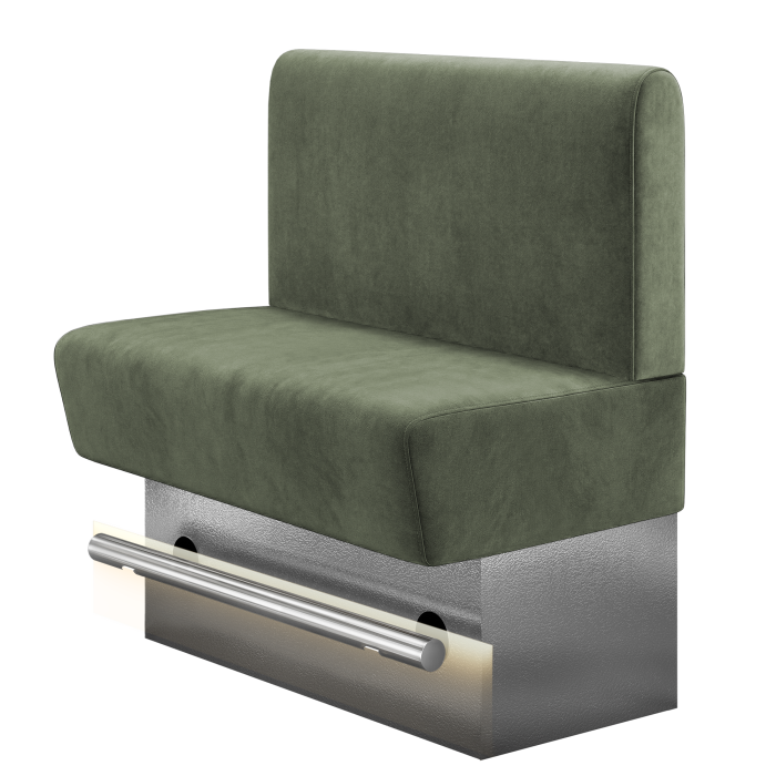 DENVER BIG | Gastro Hochbank | B:H 100 x 126 cm | Grün | Glatt/ Rund | Samt | LED