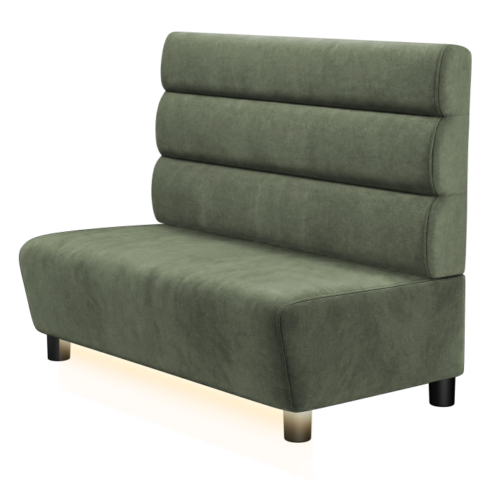 DENVER BIG | Gastro Lounge Bank | B:H 100 x 94 cm | Grün | Horizontal Gestreift Rund | Samt | LED