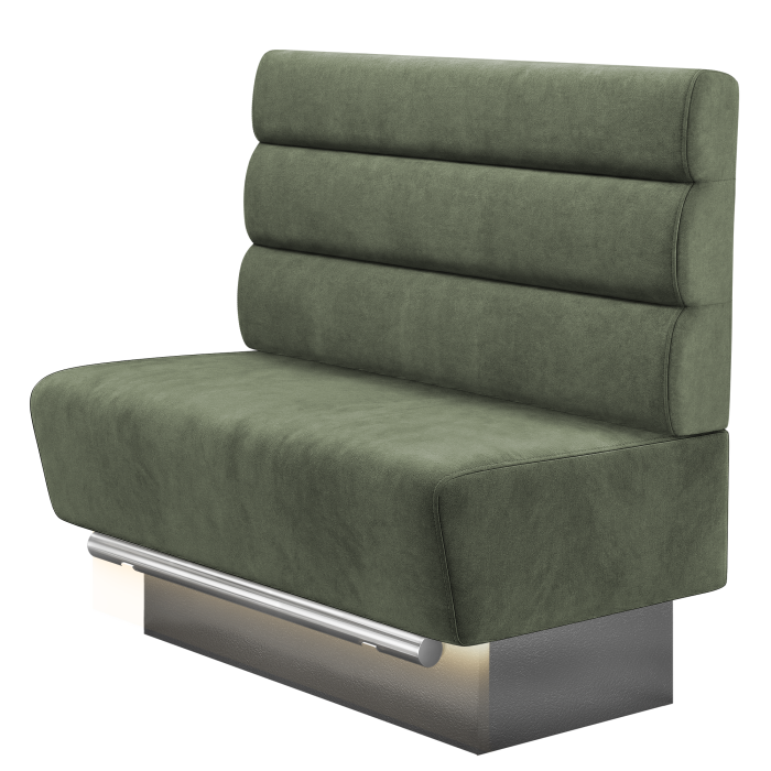 DENVER BIG | Gastro Hochbank | B:H 100 x 126 cm | Grün | Horizontal Gestreift Rund | Samt | LED