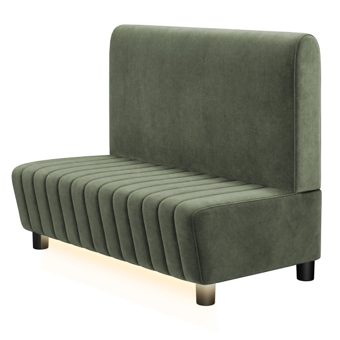 MATILDA | Gastro Lounge Bank | B:H 100 x 94 cm | Grün | Glatt/ Rund | Samt | LED
