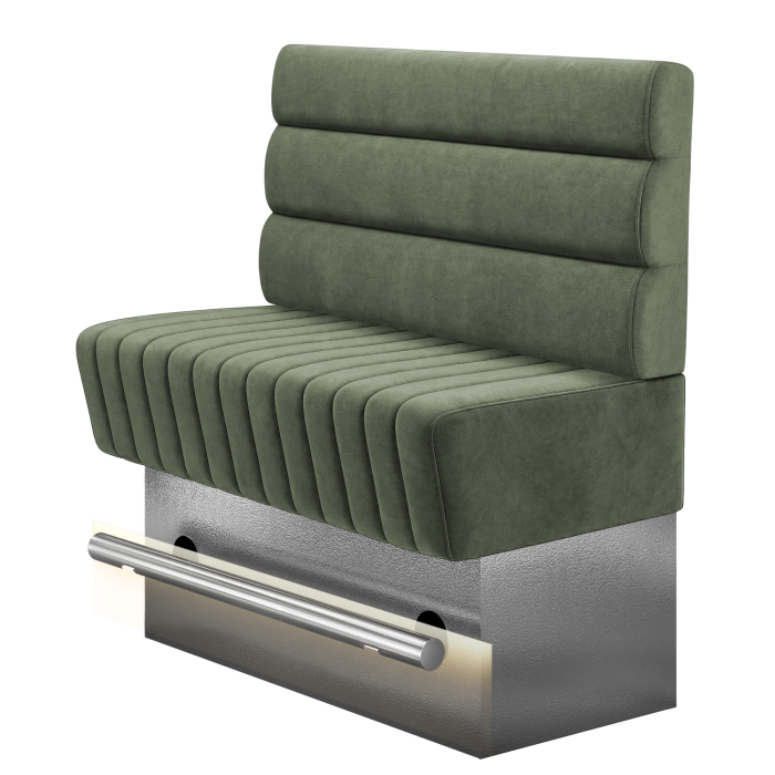 MATILDA | Gastro Hochbank | B:H 100 x 136 cm | Grün | Horizontal Gestreift Rund | Samt | LED