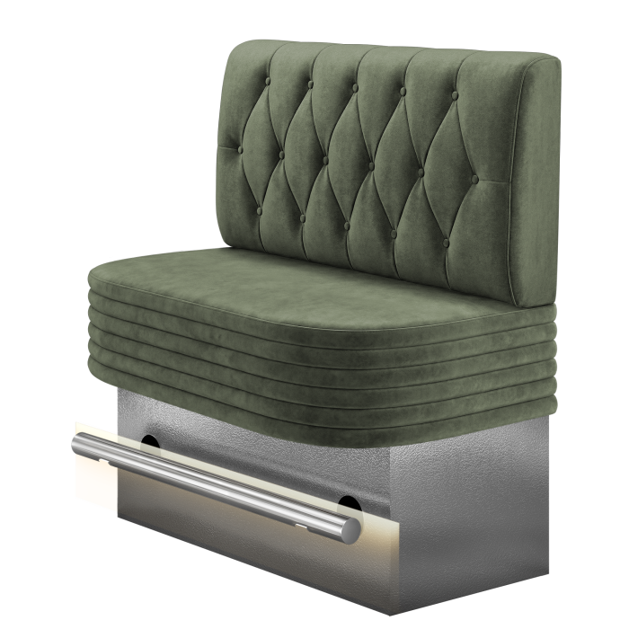 MATTHIAS | Gastro Hochbank | B:H 100 x 126 cm | Grün | Chesterfield Raute | Samt | LED