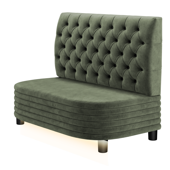 MATTHIAS | Gastro Lounge Bank | B:H 100 x 94 cm | Grün | Chesterfield | Samt | LED