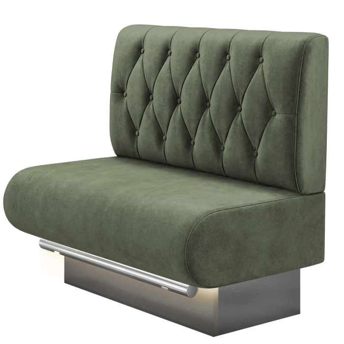 NINVA | Gastro Hochbank | B:H 100 x 136 cm | Grün | Chesterfield Raute | Samt | LED