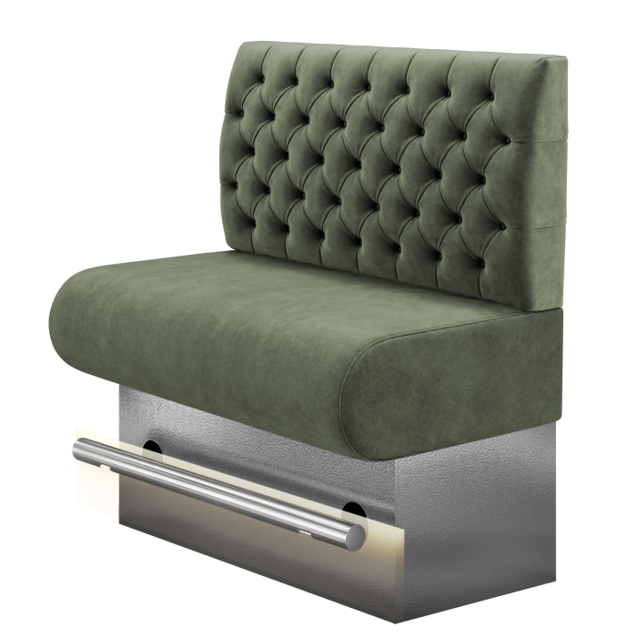 NINVA | Gastro Hochbank | B:H 100 x 126 cm | Grün | Chesterfield | Samt | LED