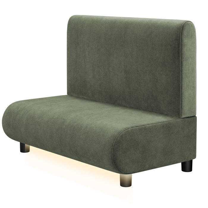 NINVA | Gastro Lounge Bank | B:H 100 x 94 cm | Grün | Glatt/ Rund | Samt | LED