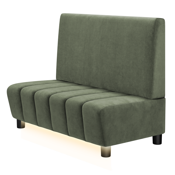 TANJA | Gastro Lounge Bank | B:H 100 x 94 cm | Grün | Glatt | Samt | LED